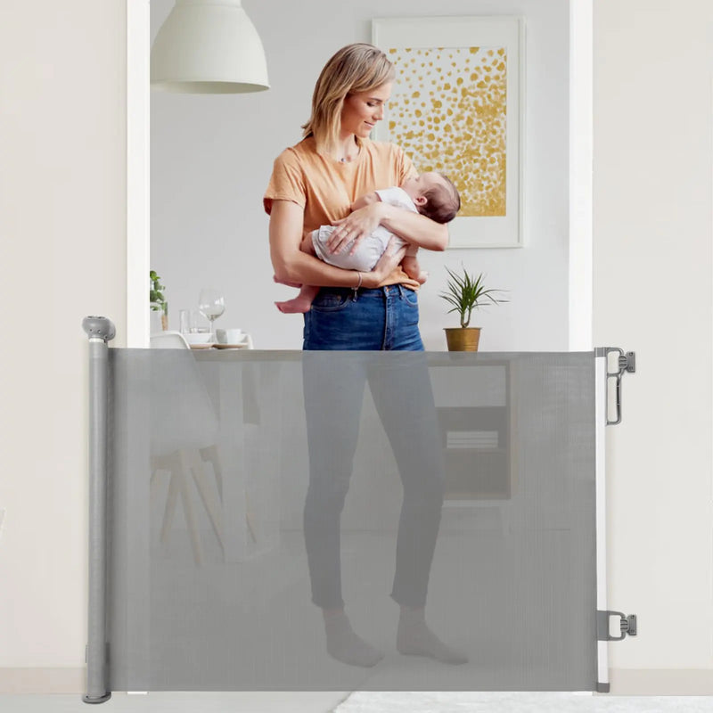Retractable Baby GatesRetractable Dog Gate Mesh Baby Gate/Mesh Dog Gate Extends Up to 55