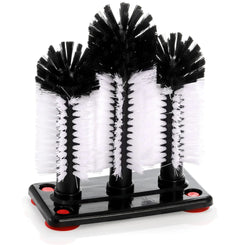 Yesland Water Bottle Cleaning Brush with Suction Base 3 Head Removable Glass Cup Washer Bristle Brush Cleaner for Long Leg Cup Beer Cup Red Wine Glass Bar Kitchen Sink Home Tools