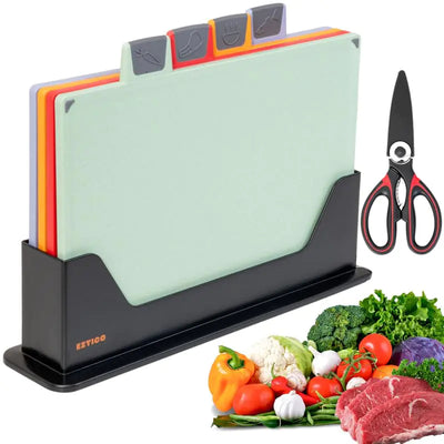 EZTICO- Chopping Board Food Chopping Boards Non Toxic Cutting Boards Set Dishwasher Safe Kitchen Accessories Plastic Cutting Boards for Kitchen BPA-Free Cutting Board Organizer Butcher Block
