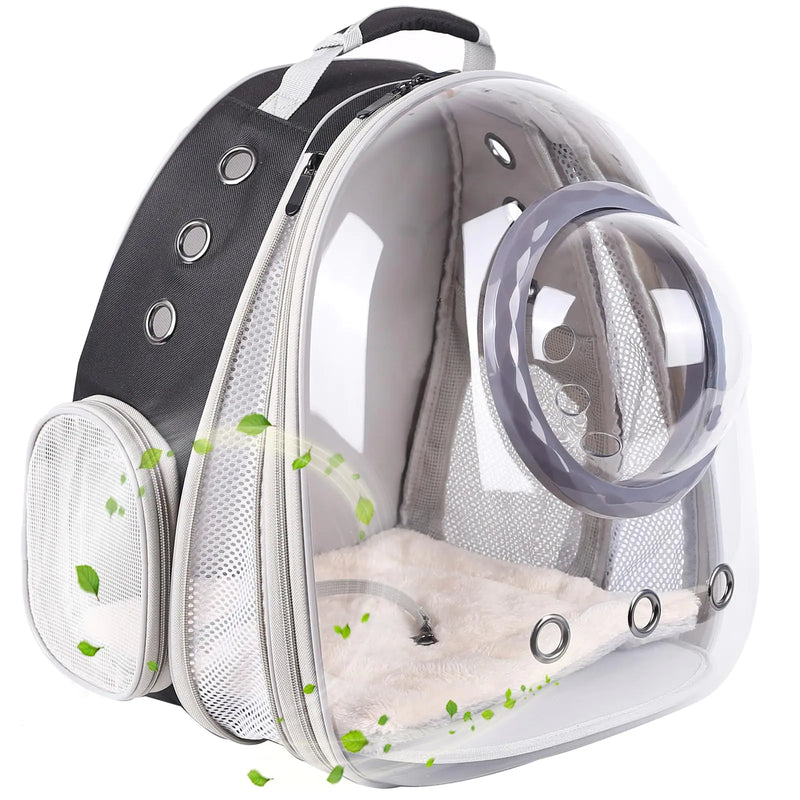 Clear Cat Backpack Carrier Space Capsule Astronaut Bubble Window with Front Extension to Carry Transport Pet Carrier Backpack for Cat Small Puppy Bunny Back for 20 Pounds Cat Bookbag